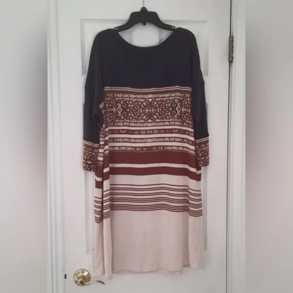 NWT Free People Stepping Out Tunic Dress in Neutral Combo Size XS -M